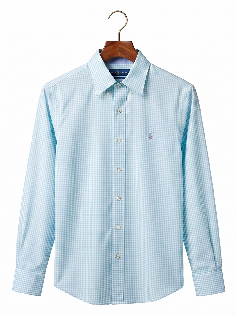 Ralph Lauren Men’s Gingham Button-Down Dress Shirt Teal (Blue Green) & Purple